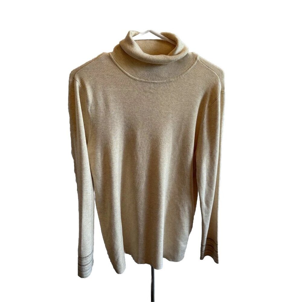 CHICOS Womens SWEATER Long Sleeve Light Cream Turtleneck Size 2 (L/12)‎ SOFT
